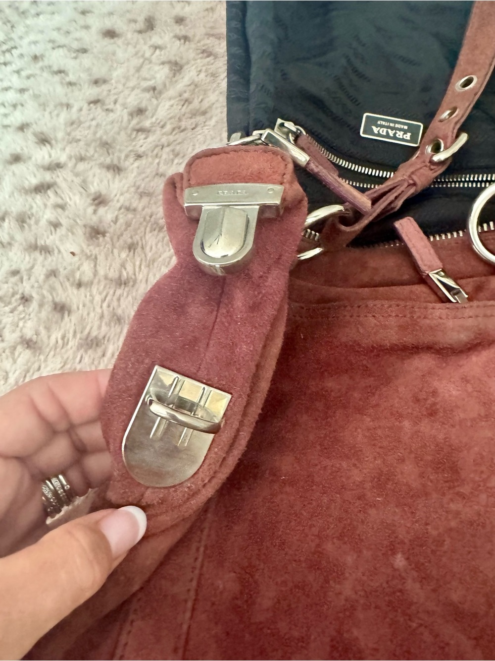 Prada Rust Brown Suede Shoulder Bag - Picture 3 of 15